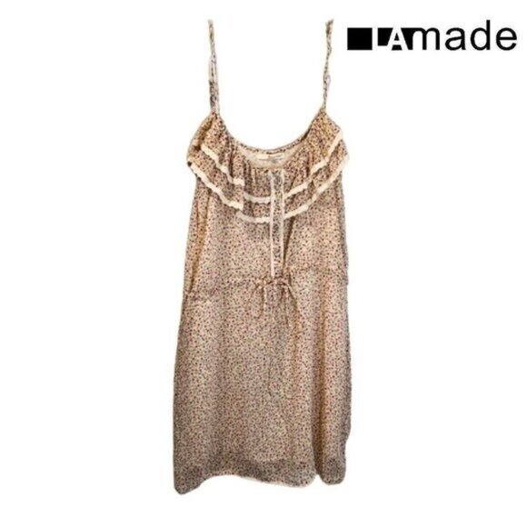 LAMade Spaghetti Strap Ruffle Tie Waist Floral Summer Mini‎ Dress - Picture 1 of 7